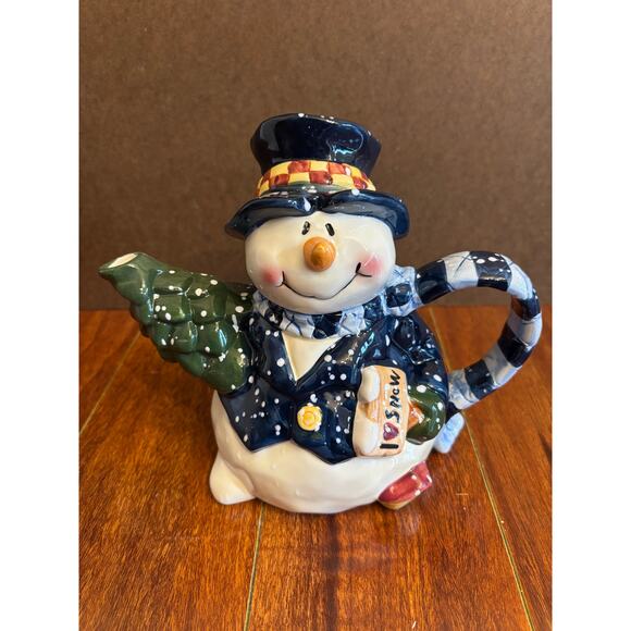 Vintage Heartfelt Kitchen Creations Ceramic Snowman Teapot 2001 Young’s - Picture 1 of 8